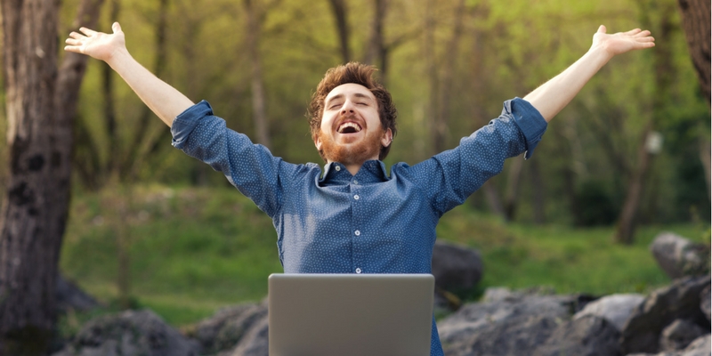 Tegan Marshall Blue Dog Blog - Man happy to be overcoming digital overwhelm